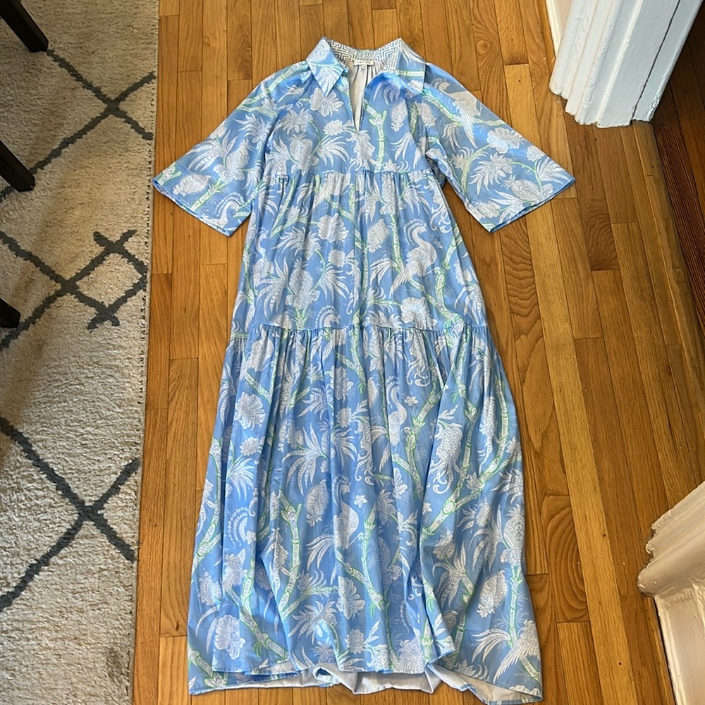 Patty Kim  Maxi Dress Floral Print Women's Medium blues
